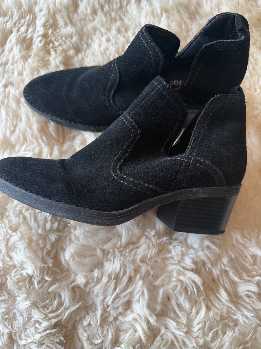 Sonoma Black Suede Ankle Boots for Women - Classic Block Heel